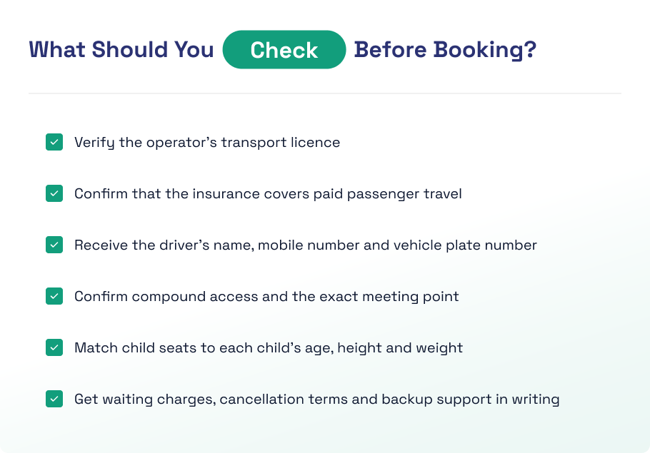 Checklist of essential details families should verify before booking a chauffeur