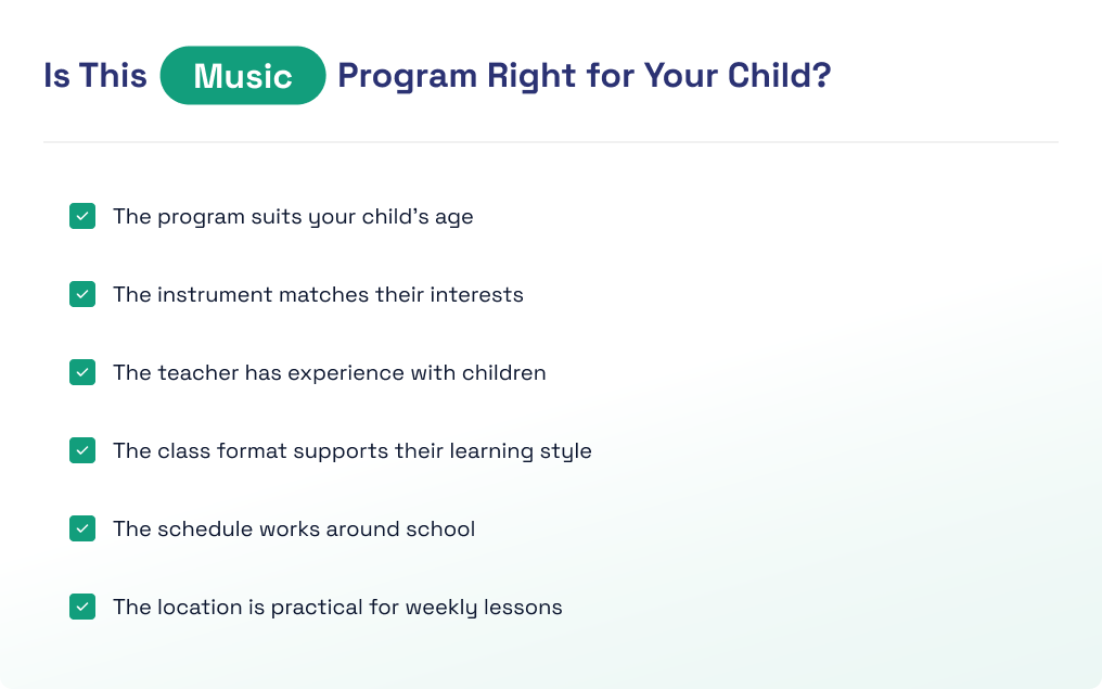 Checklist for choosing a suitable children&rsquo;s music program
