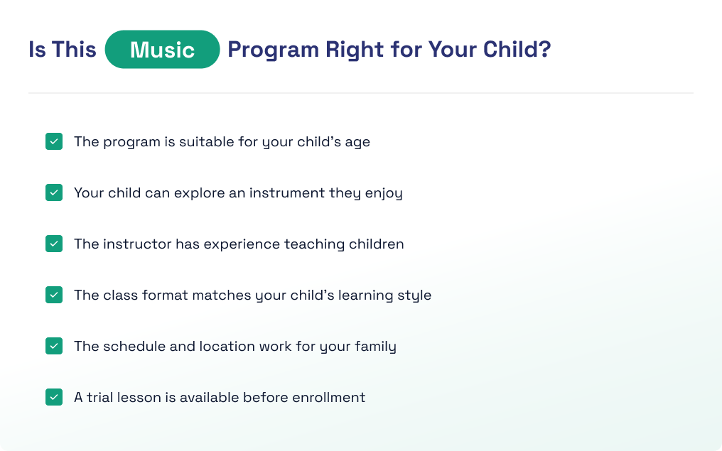 Checklist for choosing a children&rsquo;s music program